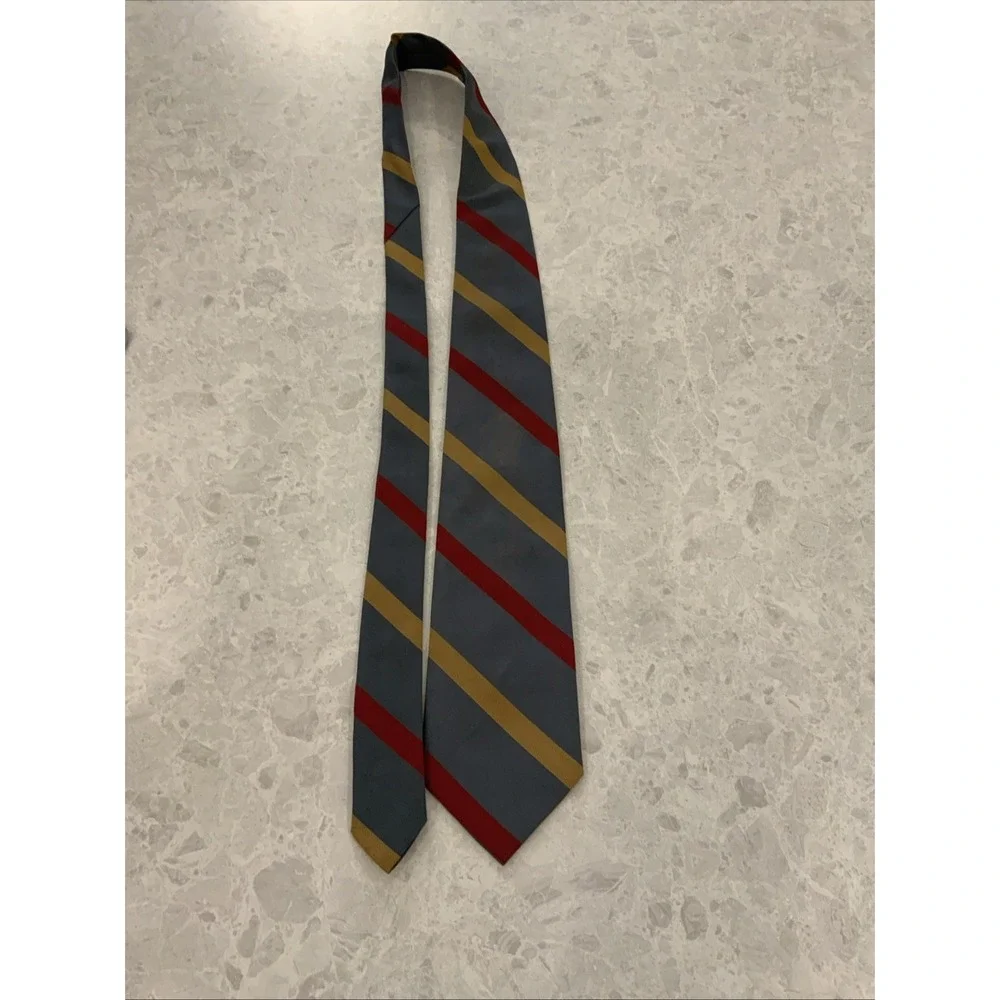 Vintage Ferranti California Givenchy Monsieur Tie RN 15529 Grey Red Gold Stripe